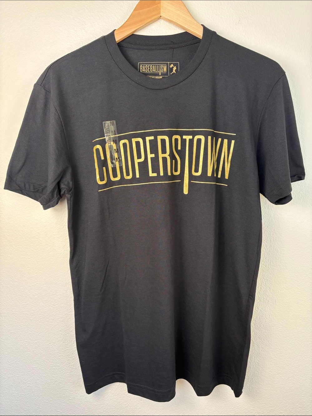 Baseballism Cooperstown Classic Men’s T-Shirt Black Gold Medium NWT